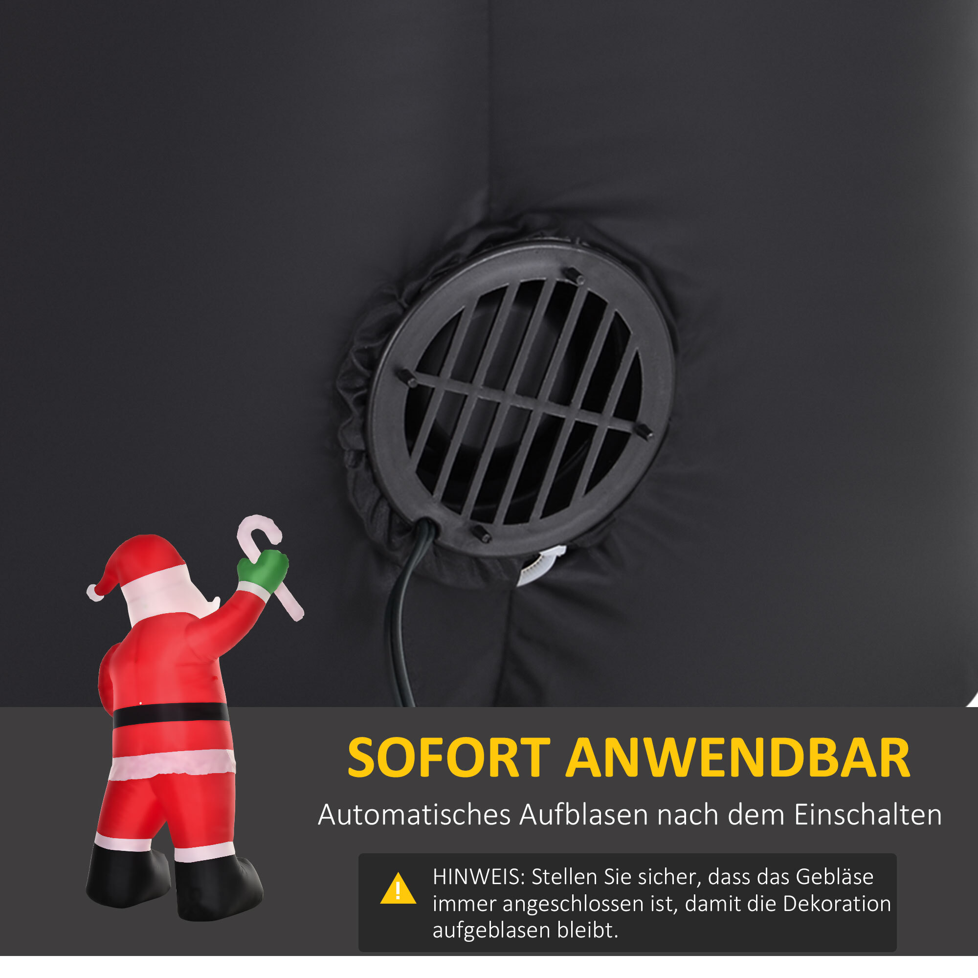 HOMCOM Aufblasbarer Weihnachtsmann mit Gebläse und LED-Licht bunt 160B x 85T x 243H