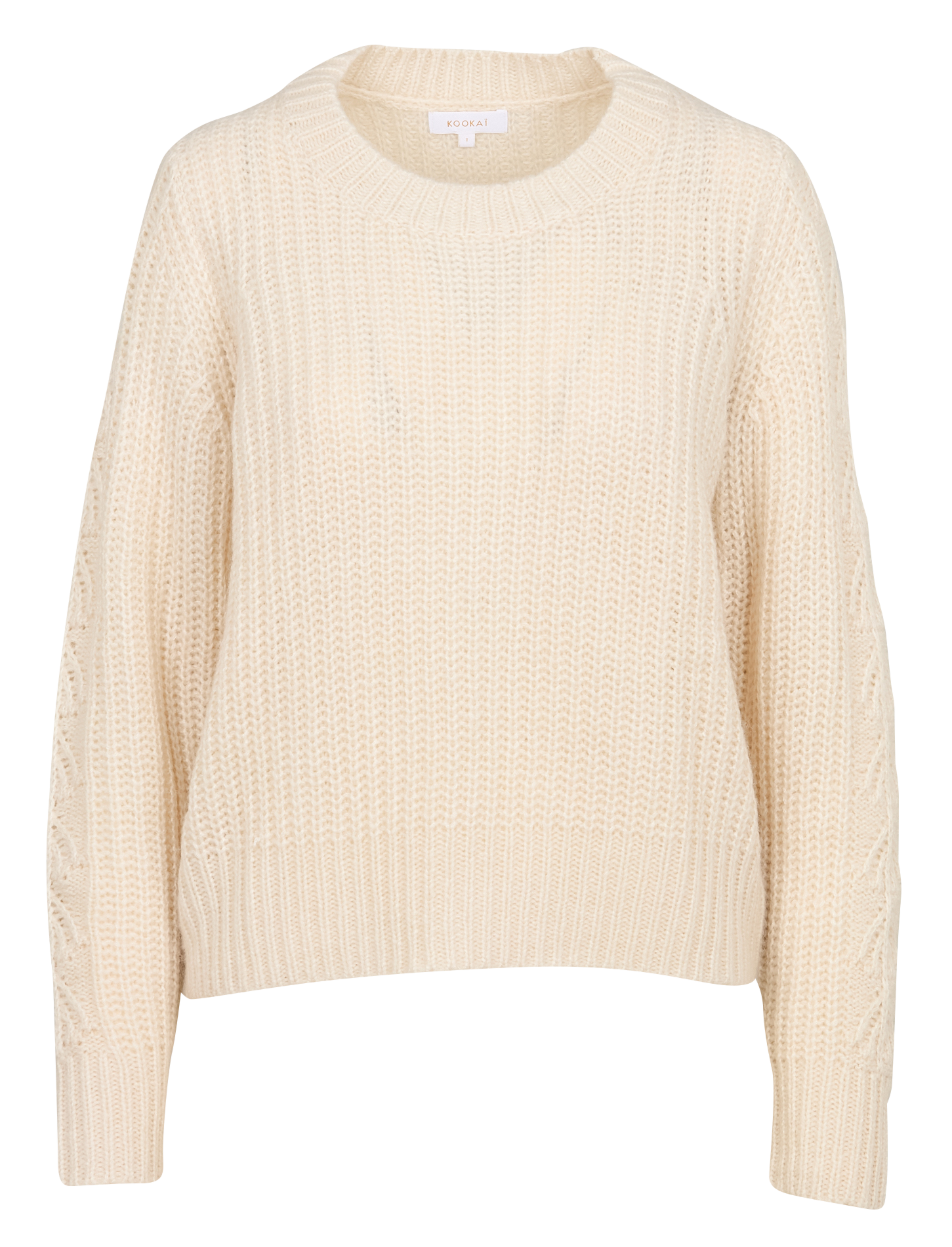 LANA - Pull droit col rond en maille mélangée | Blanc