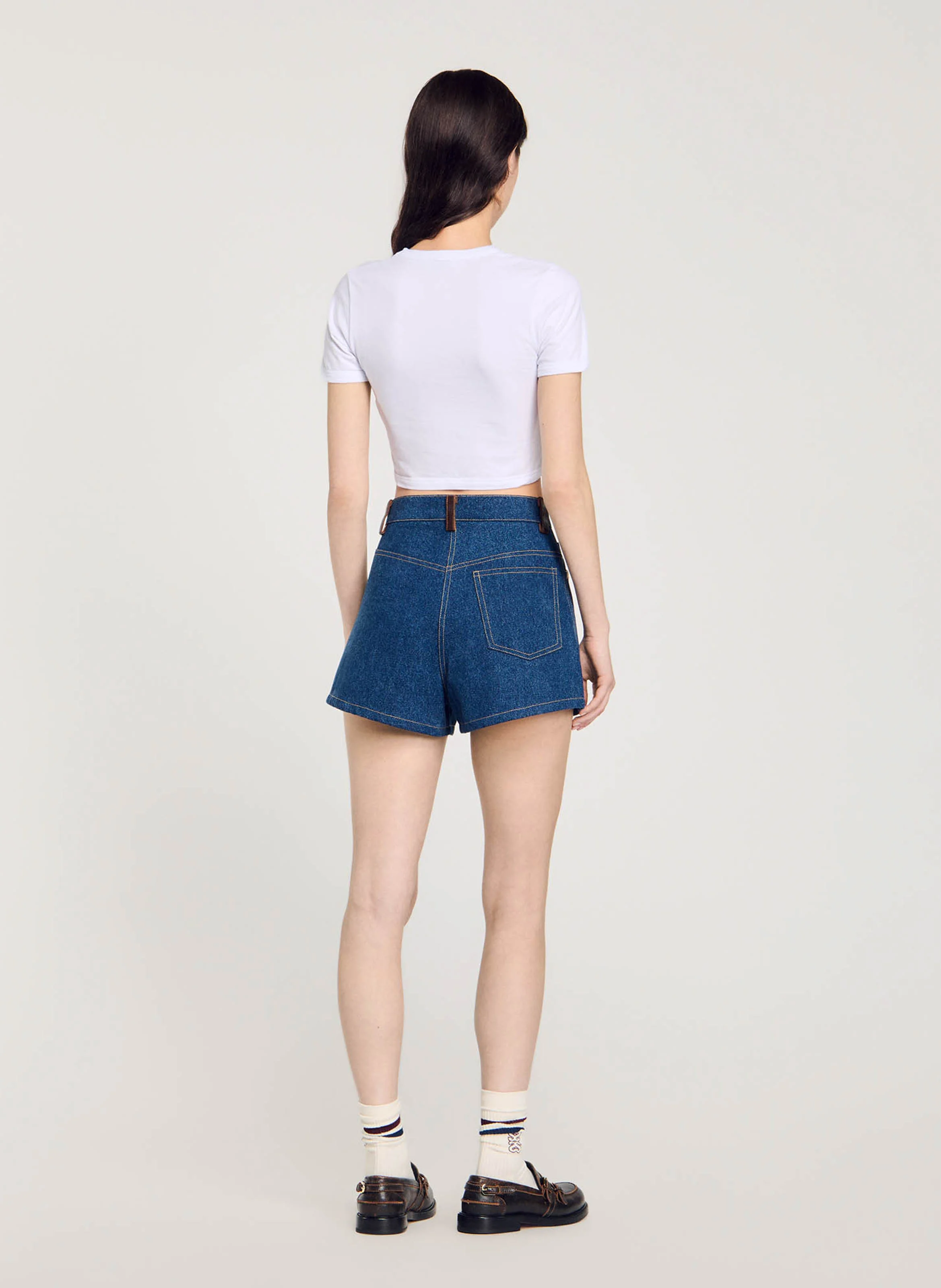 Tee-shirt col rond ajusté en coton | Blanc