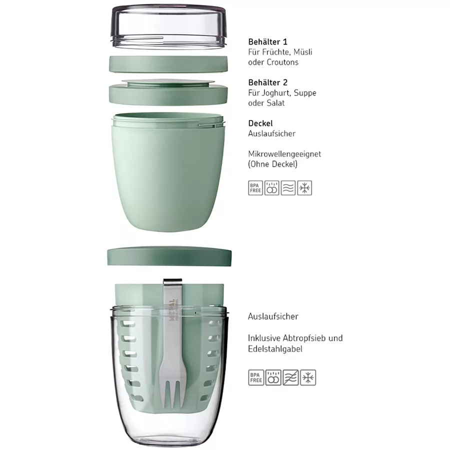 Mepal Lunchpot mit Fruipot Ellipse 2er Set weiß