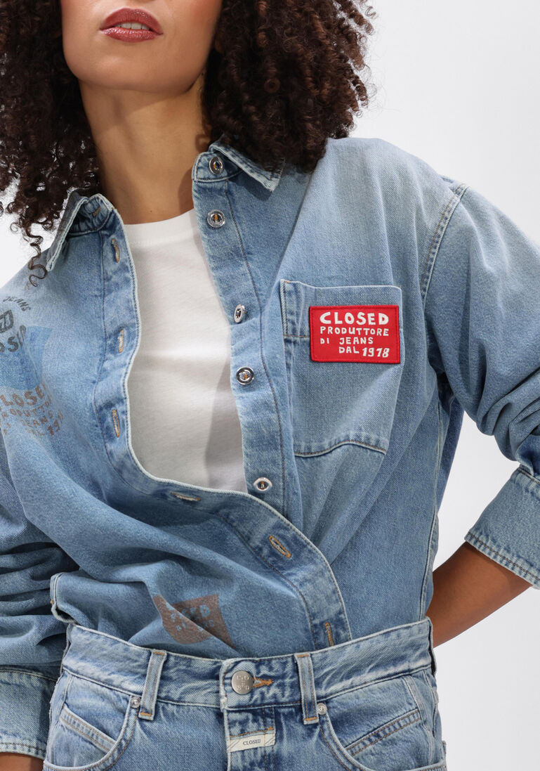 lichtblauwe closed blouses oversize shirt