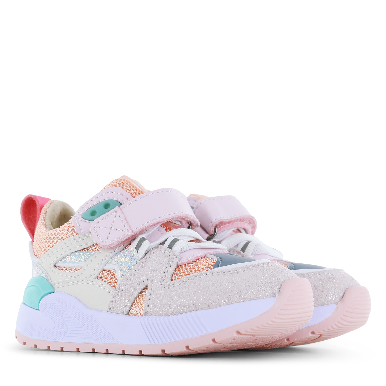 Shoesme roze-oranje sneaker Leer, Microfiber leer | Meisjes schoenen