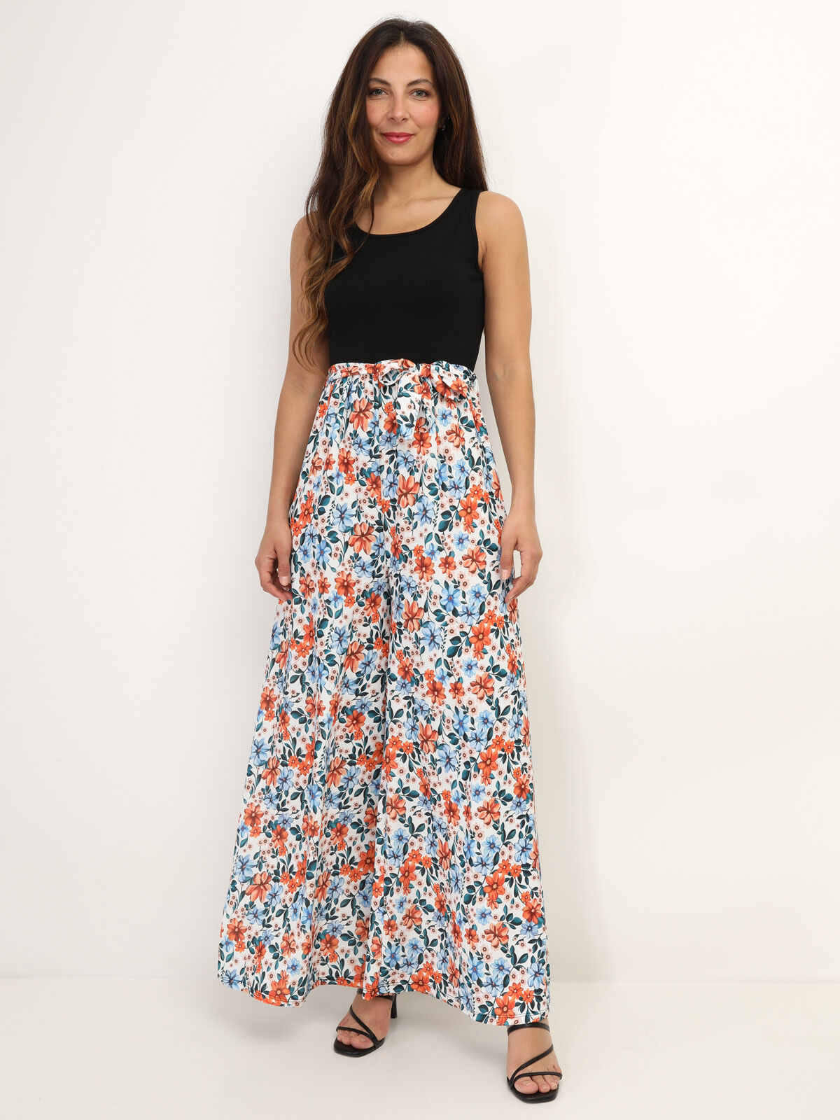Combinaison palazzo à motif floral- Blanc
