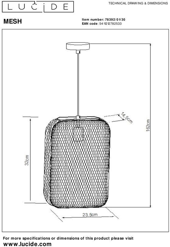 Lucide Mesh Hanglamp