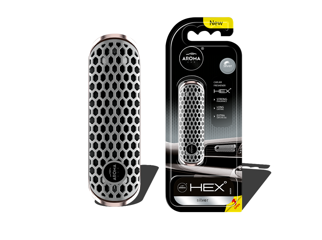 AMBIENTADOR AUTO AROMA CAR POLYMER HEX SILVER