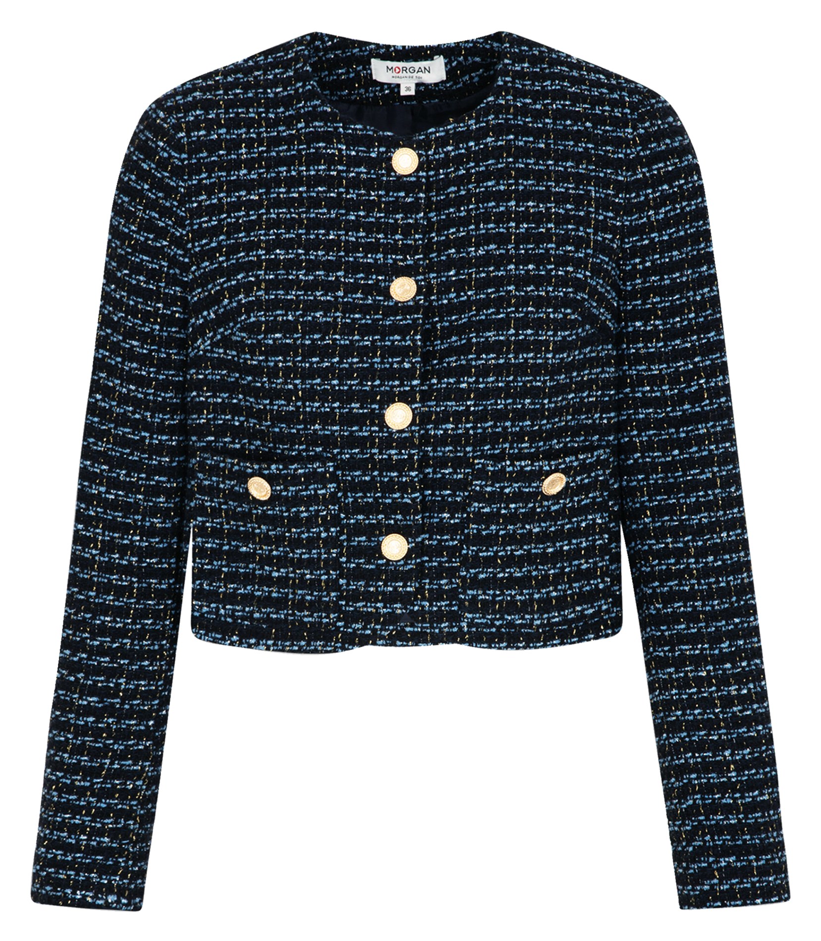 VKEVO.F - Veste col rond droite en coton recyclé mélangé | Multicolore