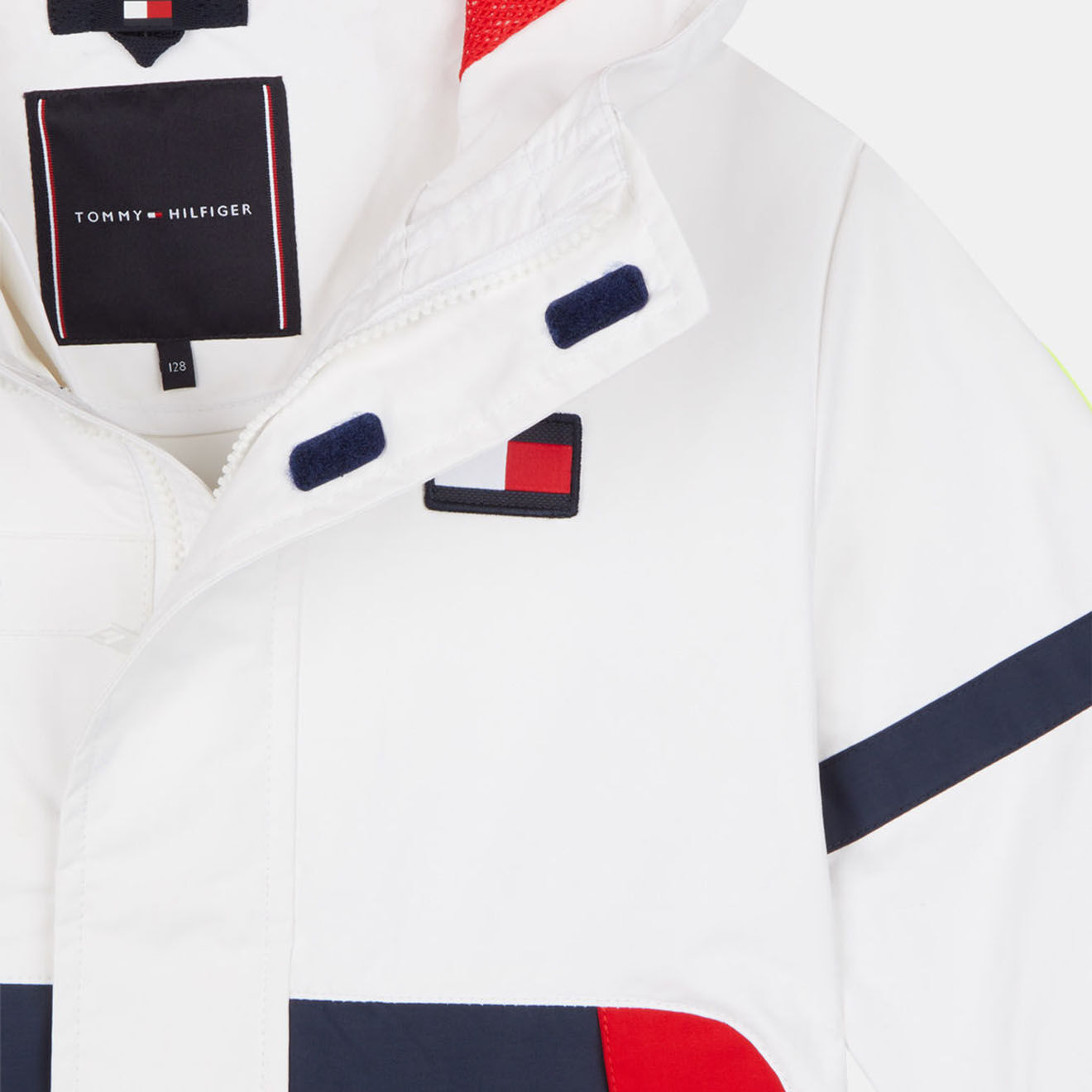 Tommy Hilfiger Parka déperlante à capuche bandes blanc/marine/rouge