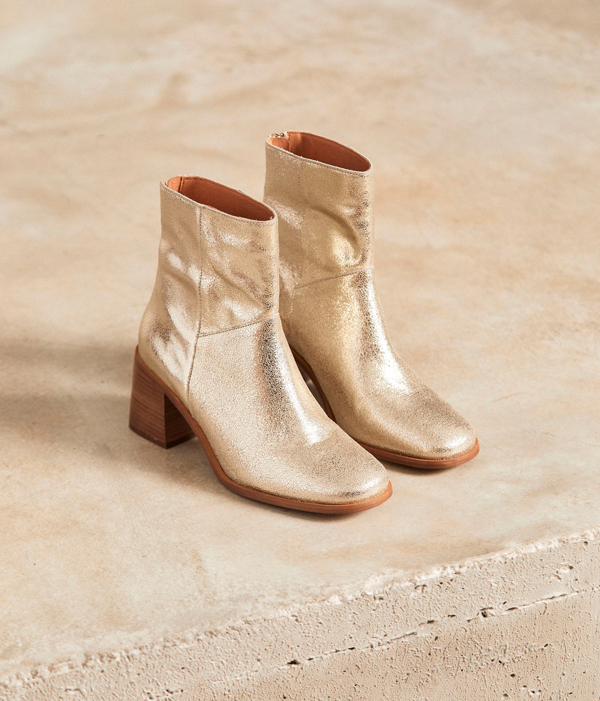 Boots cuir doré Anyse