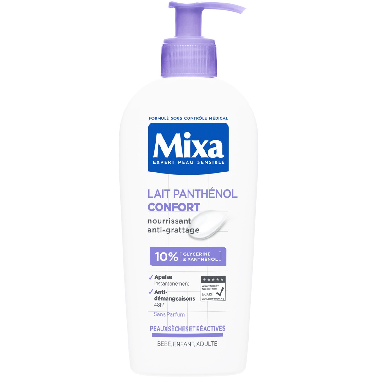 Lait nourrissant anti-démangeaisons - Glycérine & panthénol - Peaux sèches & réactives - 250 ml