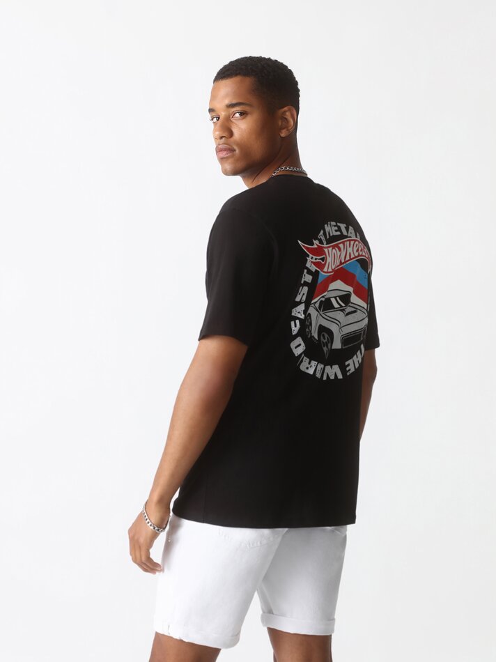 Camiseta Hot Wheels estampada da Mattel - Preta
