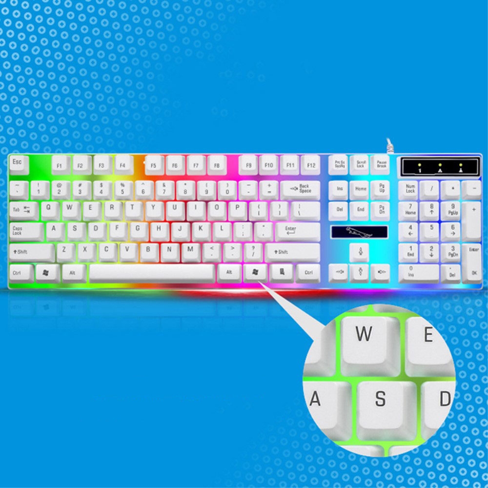 Mechanische Gaming Tastatur mit Hintergrundbeleuchtung (QWERTY)   USB Maus - Weiss