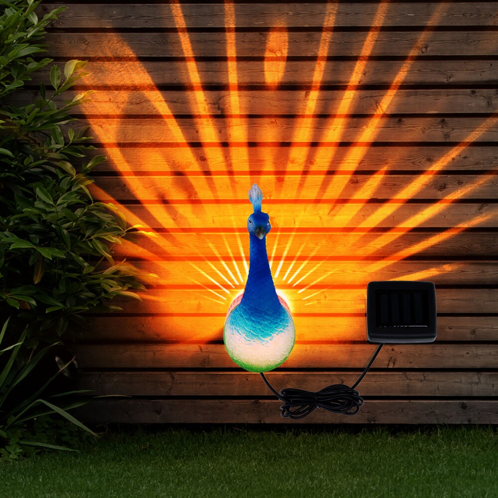 RGB LED Solarleuchte, Pfau-Design, Wandmontage, L 11 cm