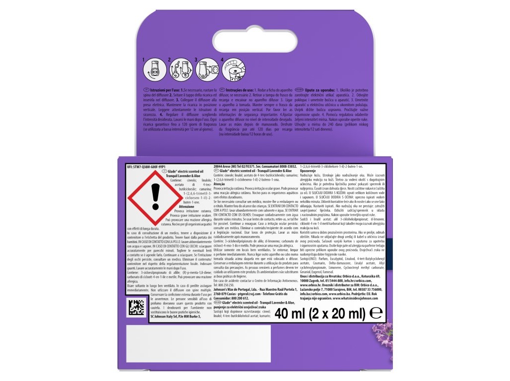 AMBIENTADOR GLADE RECARGA LAVANDA 2X20ML