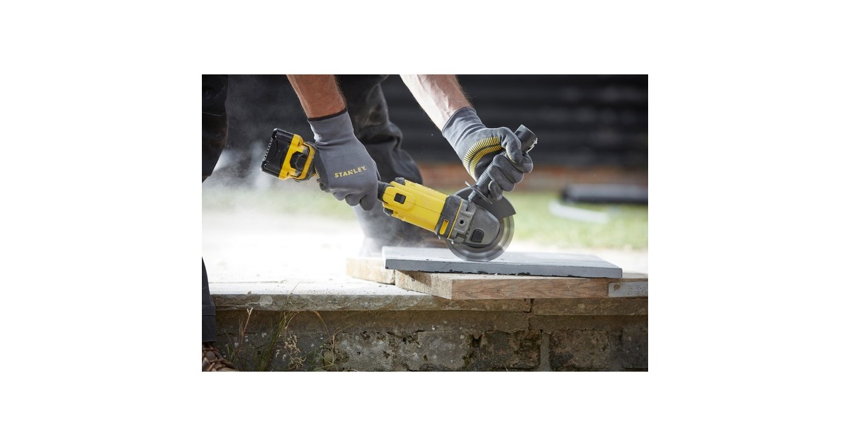 StanleyFATMAX V20 18V Haakse slijper  (Geel/zwart, Koffer, 2 accu's (4.0Ah) en oplader (4A) inbegrepen)