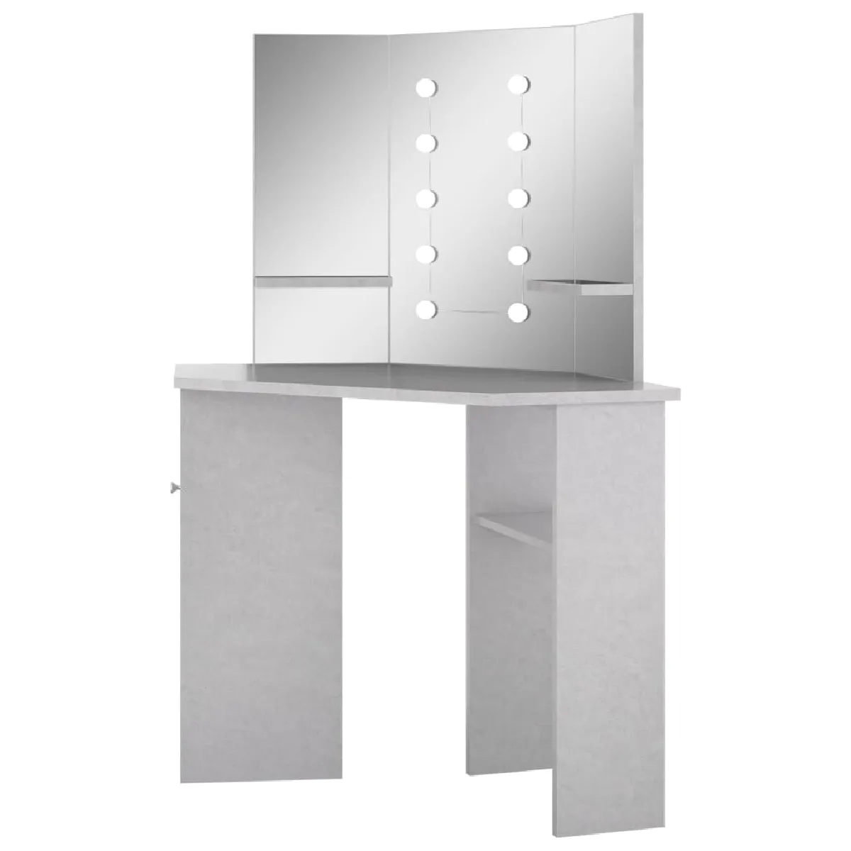 Helloshop26 Coiffeuse d'angle avec LED - Gris béton