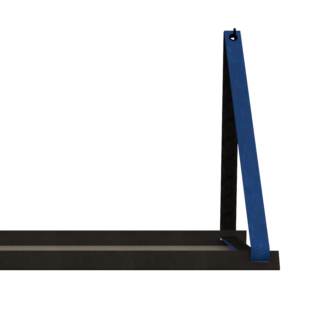 Stalen wandplank 98x20cm - incl. leren plankdragers Stalen wandplank met leren plankdragers - Blauw