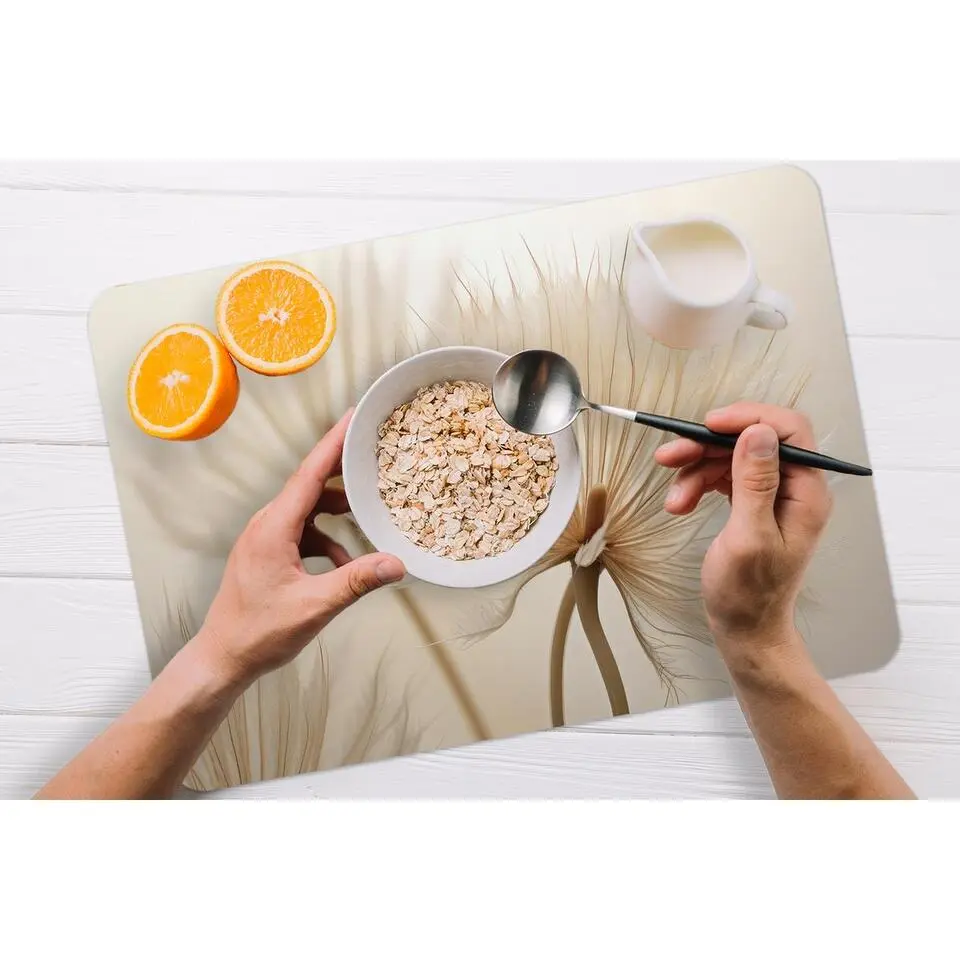 MuchoWow Placemat (6stuks) 45x30cm Bloemen Beige Natuur