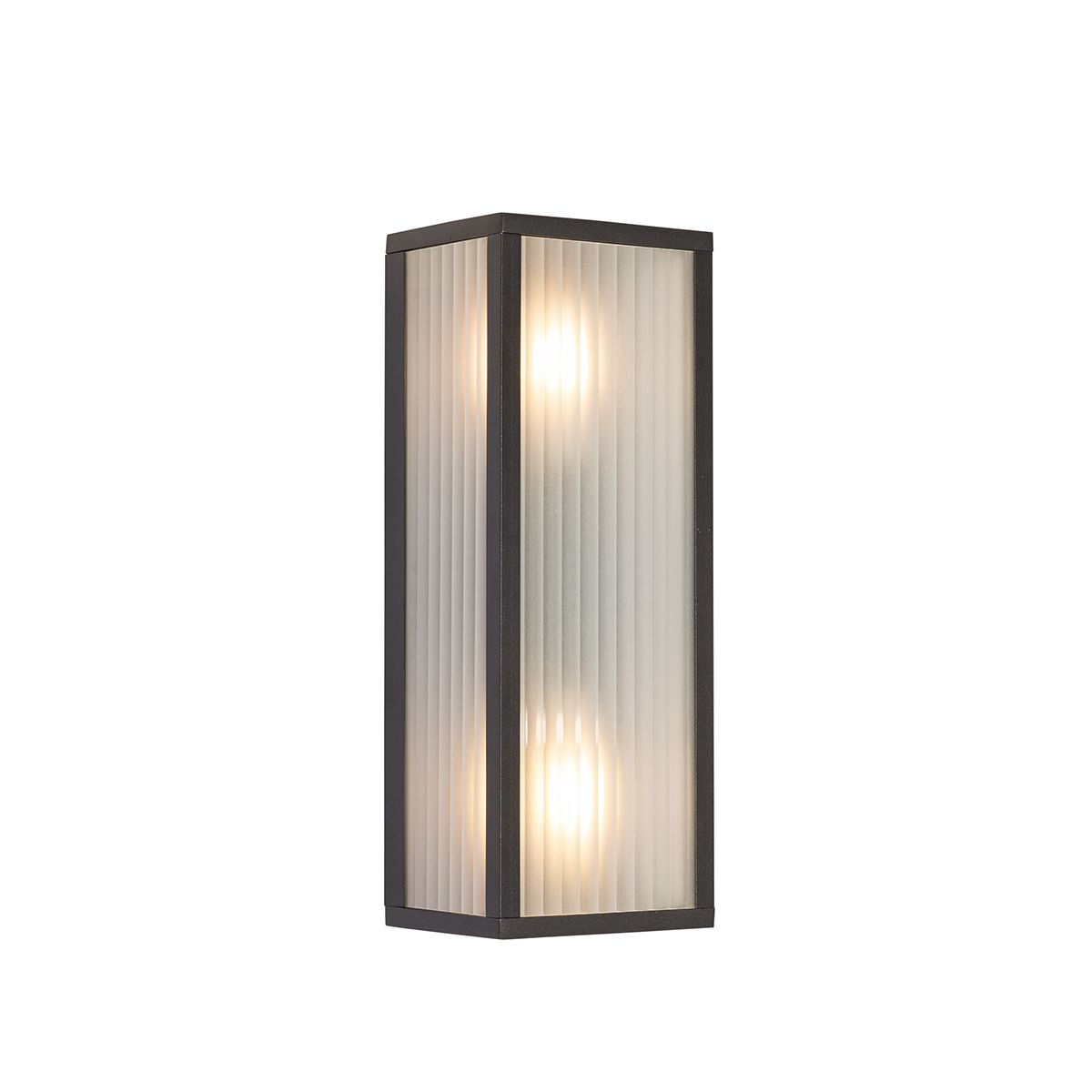 Buiten wandlamp zwart met ribbel glas 2-lichts IP44 - Charlois
