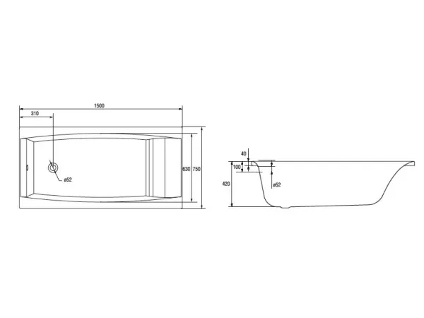 Wanna Cersanit Virgo prostokątna 150 x 75cm (S301-048)