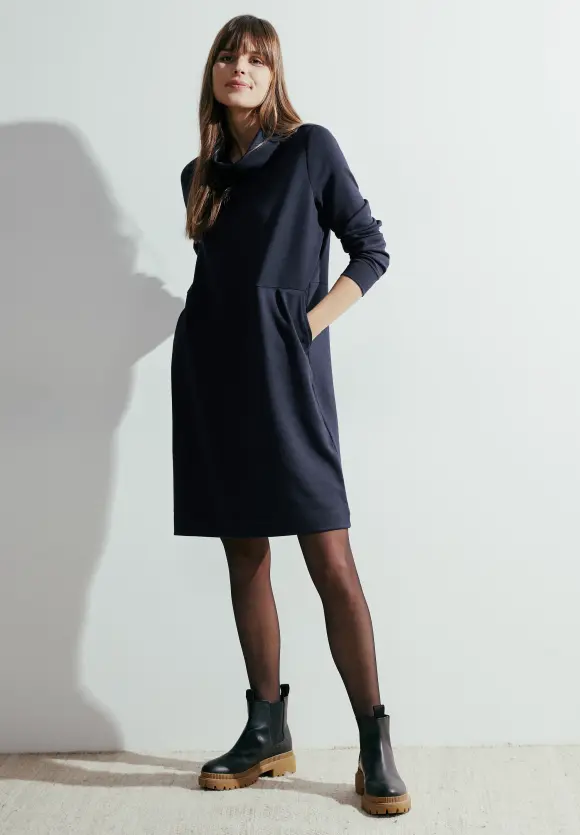 Big Kragen Sweatkleid - universal blue