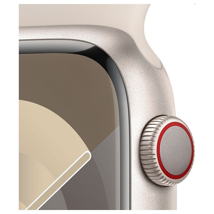 Apple Watch Series 9 GPS + Cellular - Aluminium Lumière Stellaire - Bracelet Sport Band - 45 mm - Taille S/M