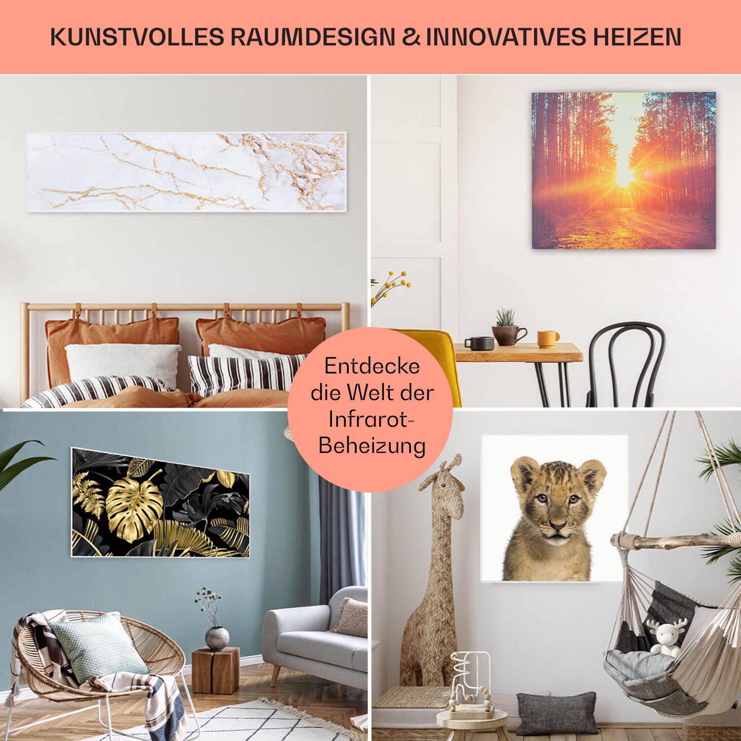 Wonderwall Air 60 Infrarotheizung 101x60cm 600W Wandinstallation Fernbedienung 101 x 60 cm