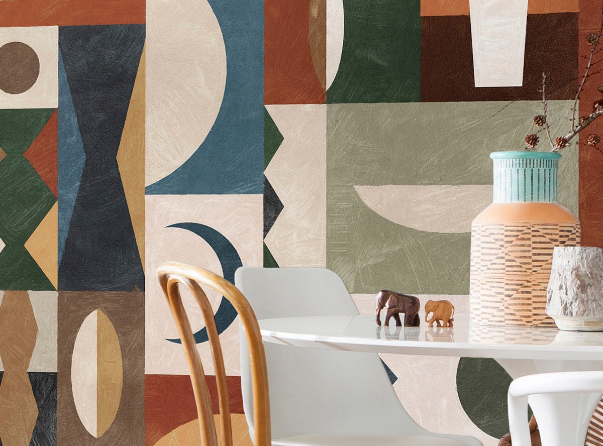 Komar Fototapete »Digitaldruck Vlies -  Tribal Tiles - Grösse 400 x 250 cm« bedruckt glatt Wohnzimmer, Schlafzimmer