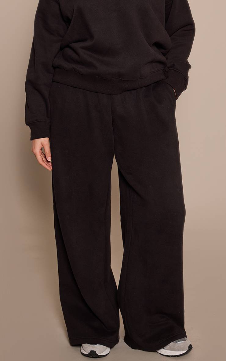 Bleu Nuit Pantalon De Jogging Droit En Molleton De Coton Grande Taille