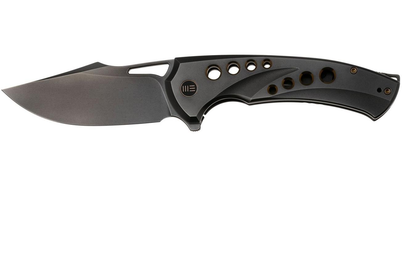 WE Knife Swiftfin WE23051-3 Polished Gray CPM 20CV, Gray Titanium, Dark Golden Holes zakmes