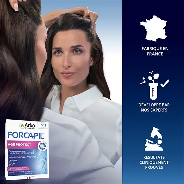 Arkopharma Forcapil Age Protect para Cabelos Grisalhos e Sem Brilho, 30 comprimidos