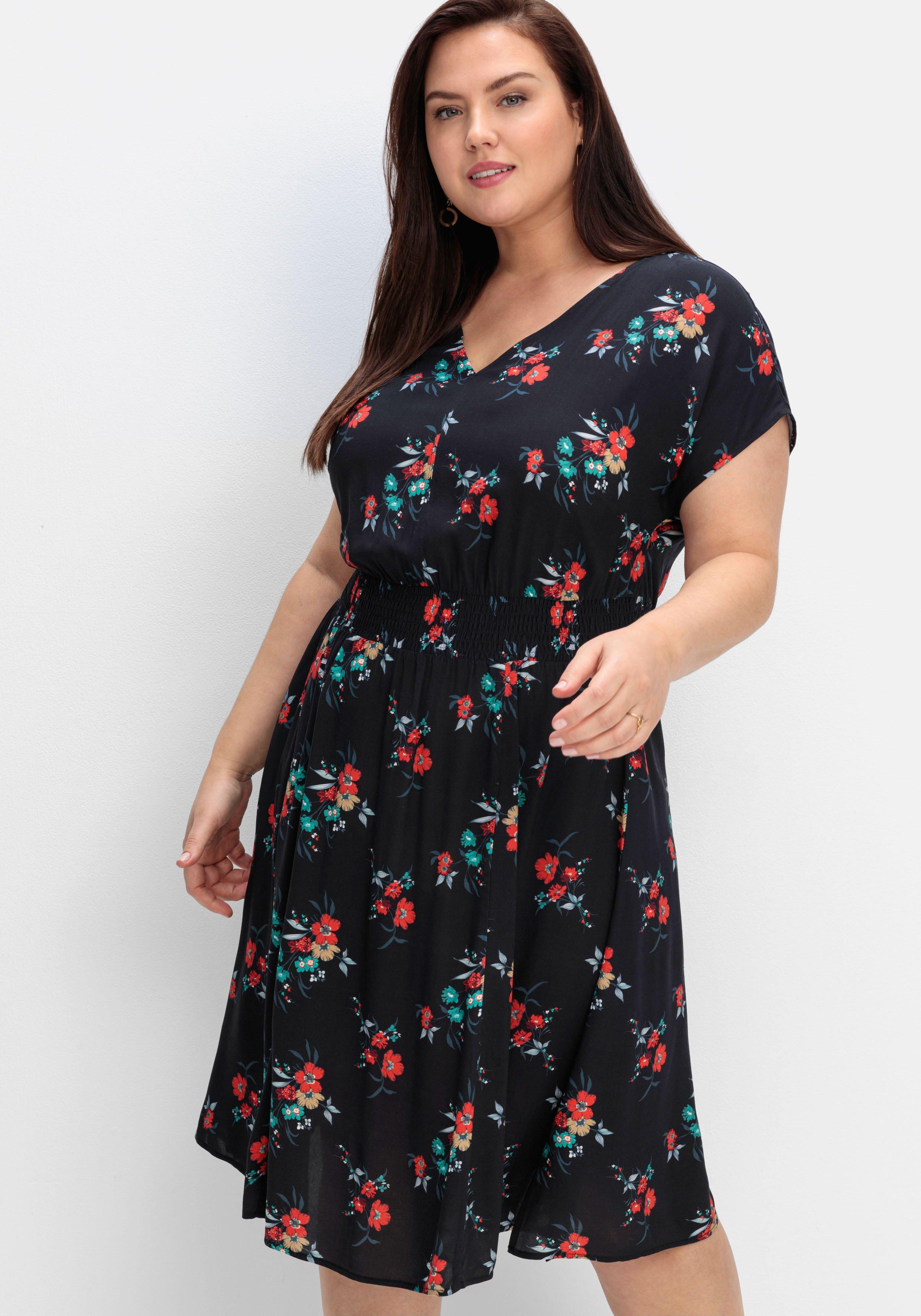 Kleid mit floralem Print und weitem Rockteil