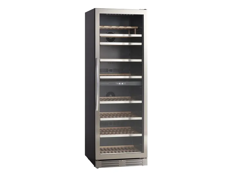 Scandomestic SV 124 X - Vinkøleskab - 2 Zoner - bredde: 59.5 cm - dybde: 67.7 cm - højde: 176.4 cm - 416 liter - Rustfit stål/sort - Optil 126 flasker