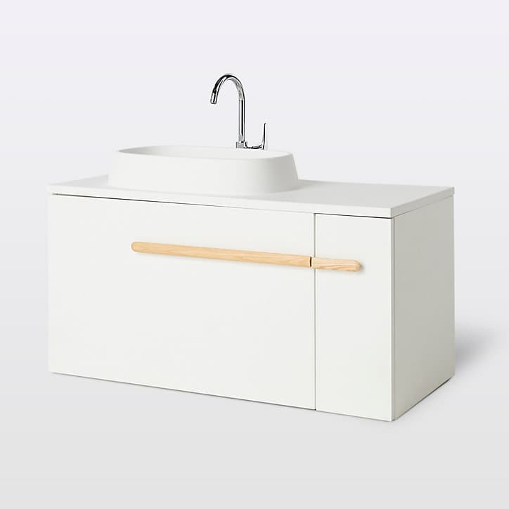 Meuble sous vasque à poser GoodHome Adriska blanc 100 cm + plan vasque Ceara