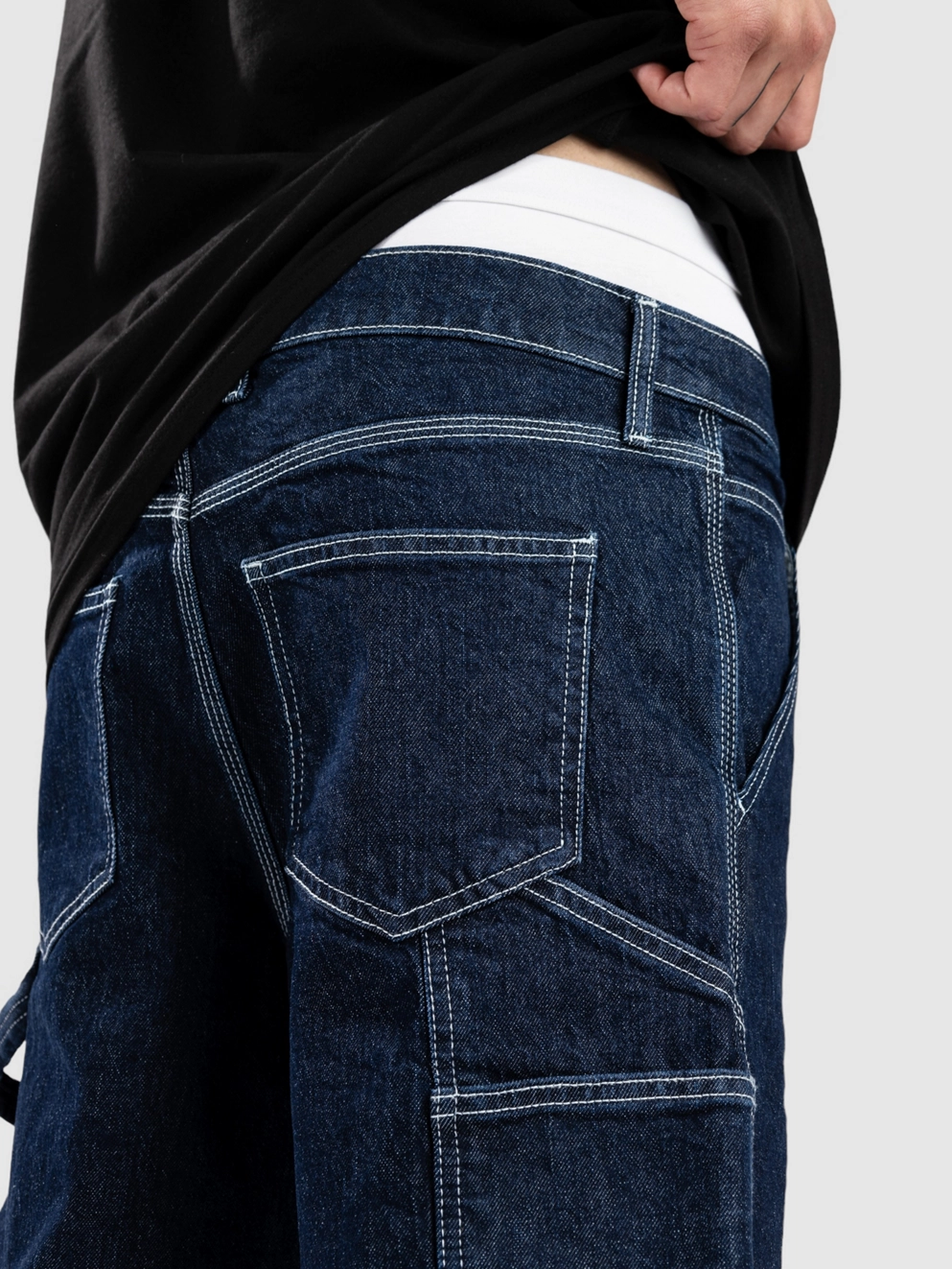 Denim Project Workwear Denim Shorts dark blue rinse