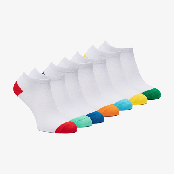 7 paar kinder sneakersokken wit met kleur