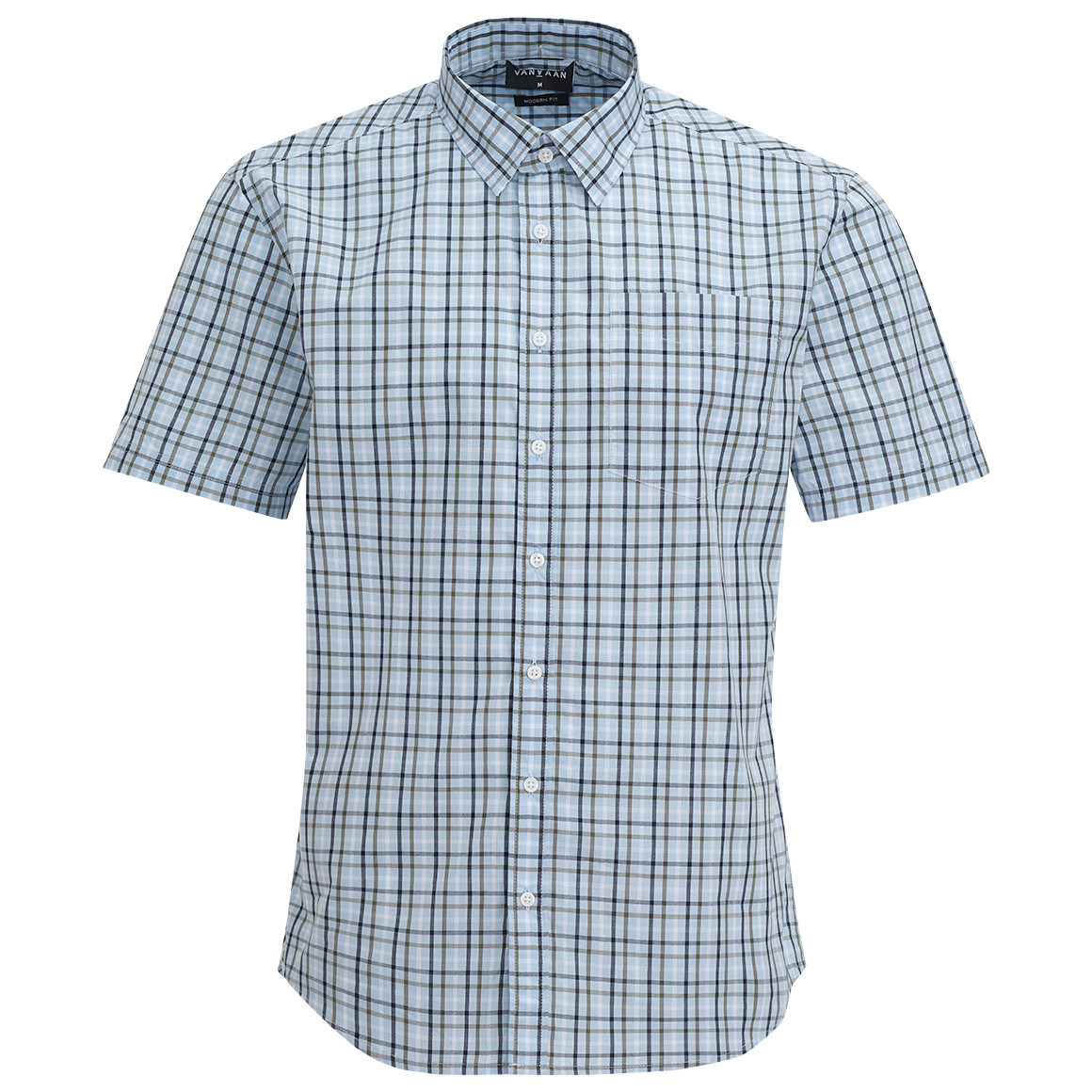 VanVaan Herren Hemd mit Karo-Muster hellblau
