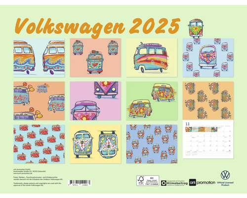 Wandkalender VW Kalender 2025 30x30 cm