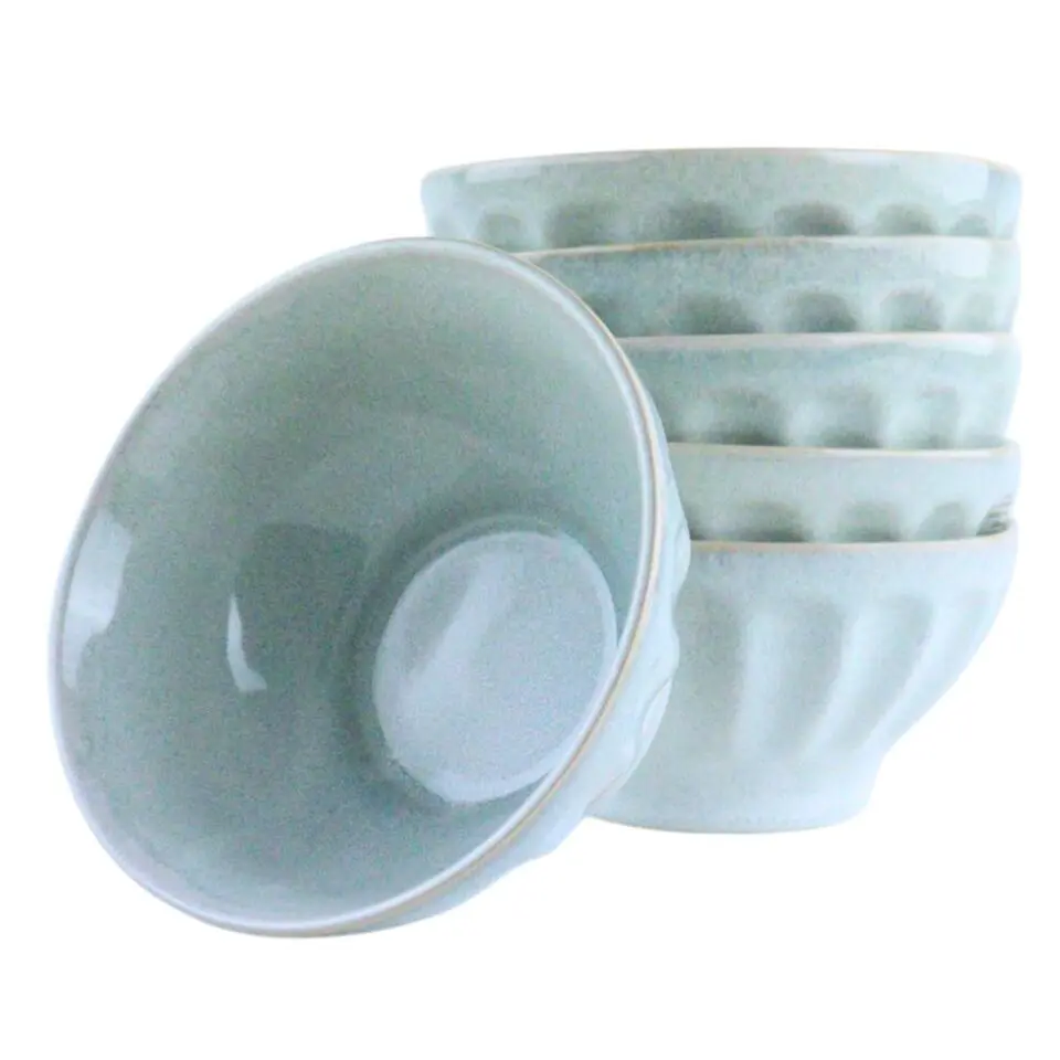 OTIX Soepkommen Zonder Oor Set van 6 Schaaltjes 560ml Licht Blauw Aardewerk ELM