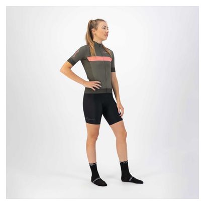 Maillot Manches Courtes Velo Rogelli Prime - Femme - Vert/Corail