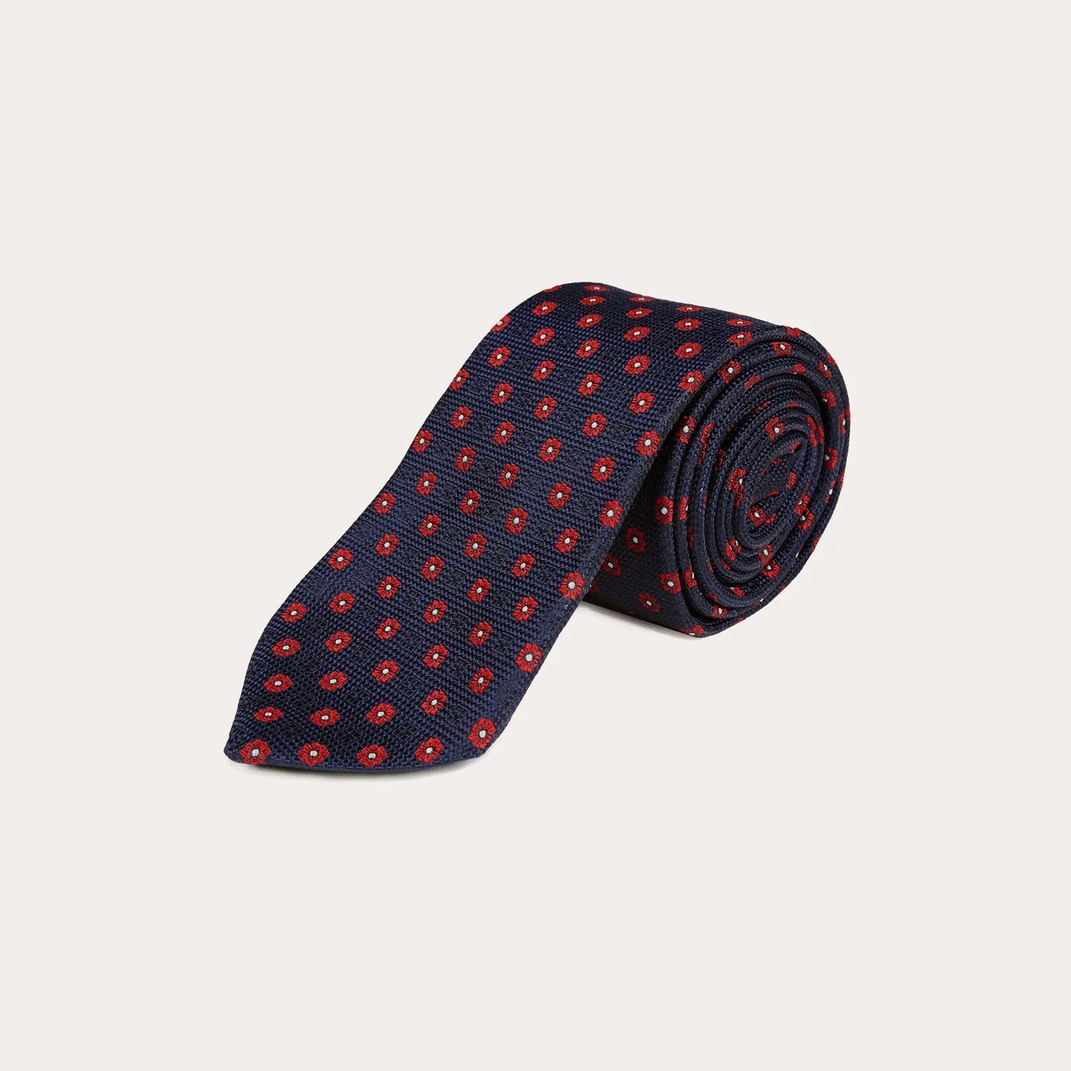 Navy tie with floral patterns