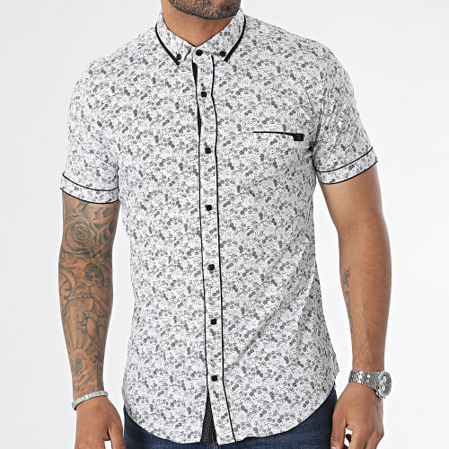Chemise Manches Courtes Blanc Floral