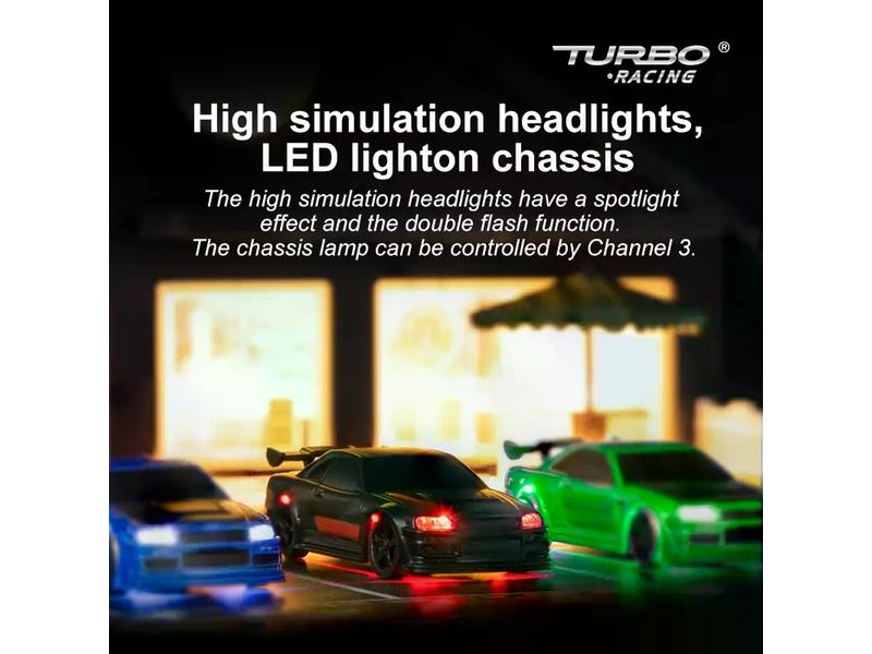 Turbo Racing Micro Sport C74, Schwarz, RTR, 1:76 Vollwertiges RC-Auto im micro Format