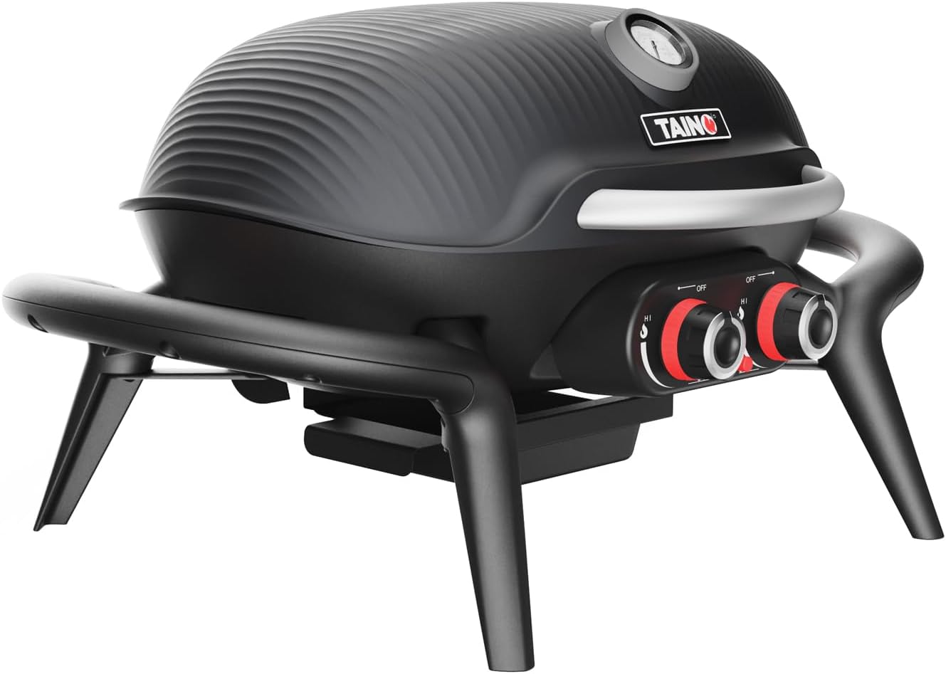 TAINO KENAI Gasgrill Camping Tischgrill Balkongrill Gas Outdoorküche Thermometer Aluguss Schwarz
