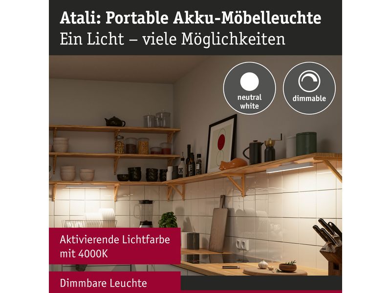 Paulmann Mobile Möbelaufbauleuchte Atali Weiss Dimmbare Unterbauleuchte