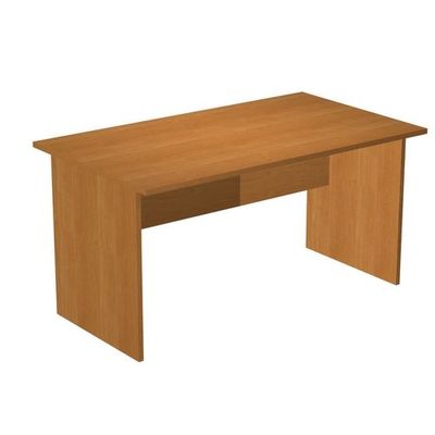 Bureau droit Trend - L140 - Pieds panneaux - plateau imitation noyer clair