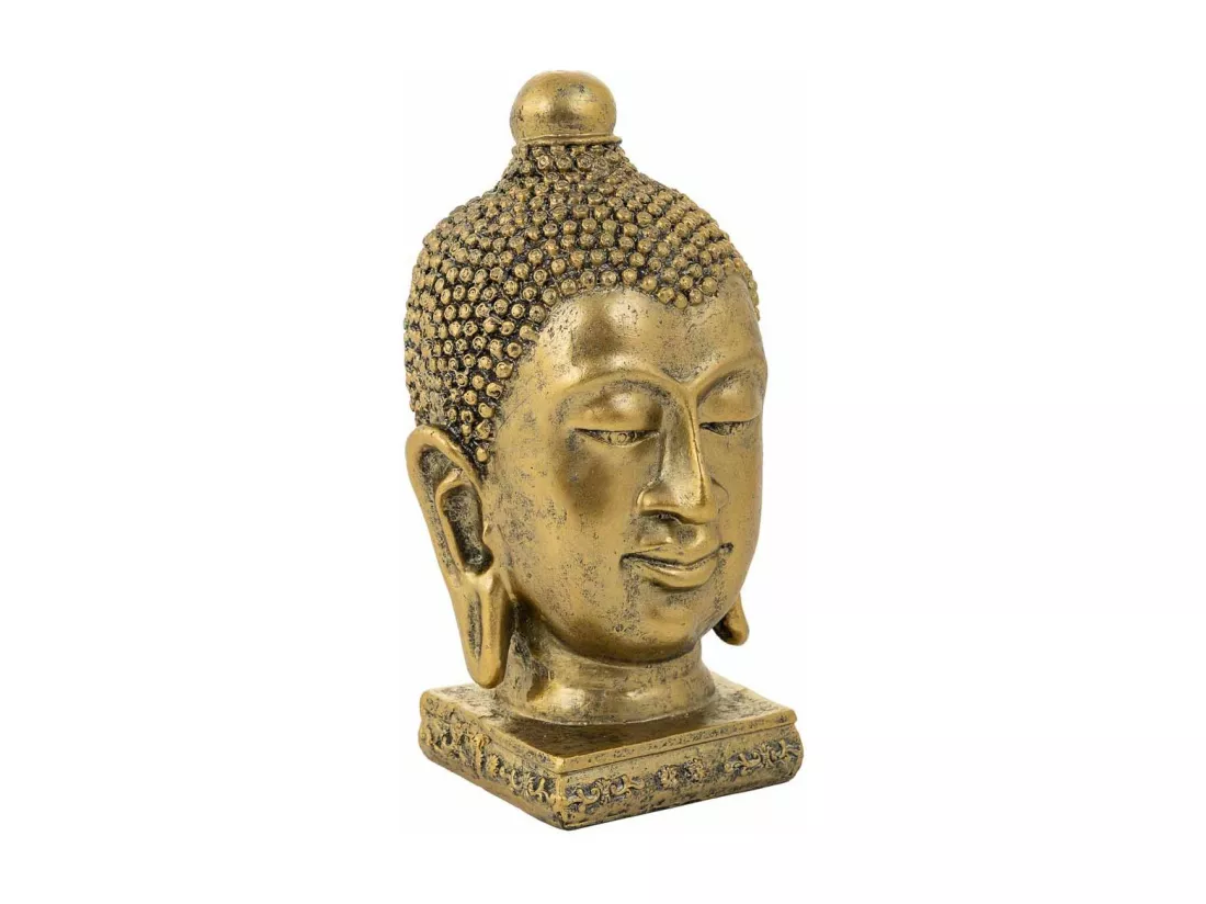 Bouddha décoratif en résine doré 14x13.5x23.5h