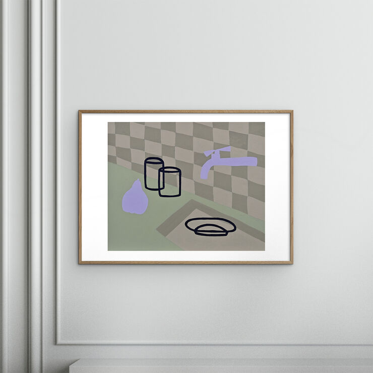 Poster & Frame Valeryia van der Meer - Quiet Morning in the Kitchen Flerfarvet
