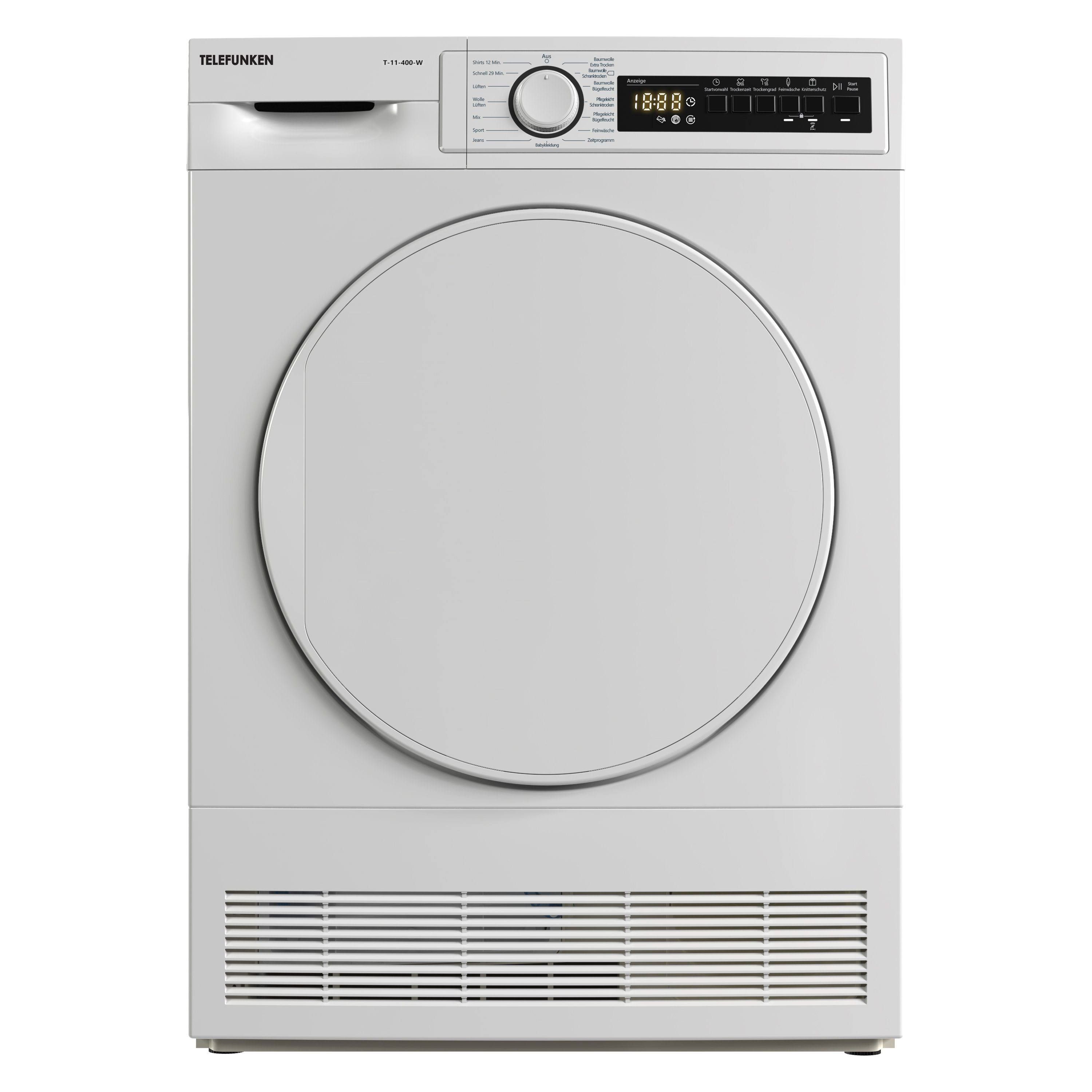 Telefunken Kondenstrockner T-11-400-W Trockner mit 15 Programmen