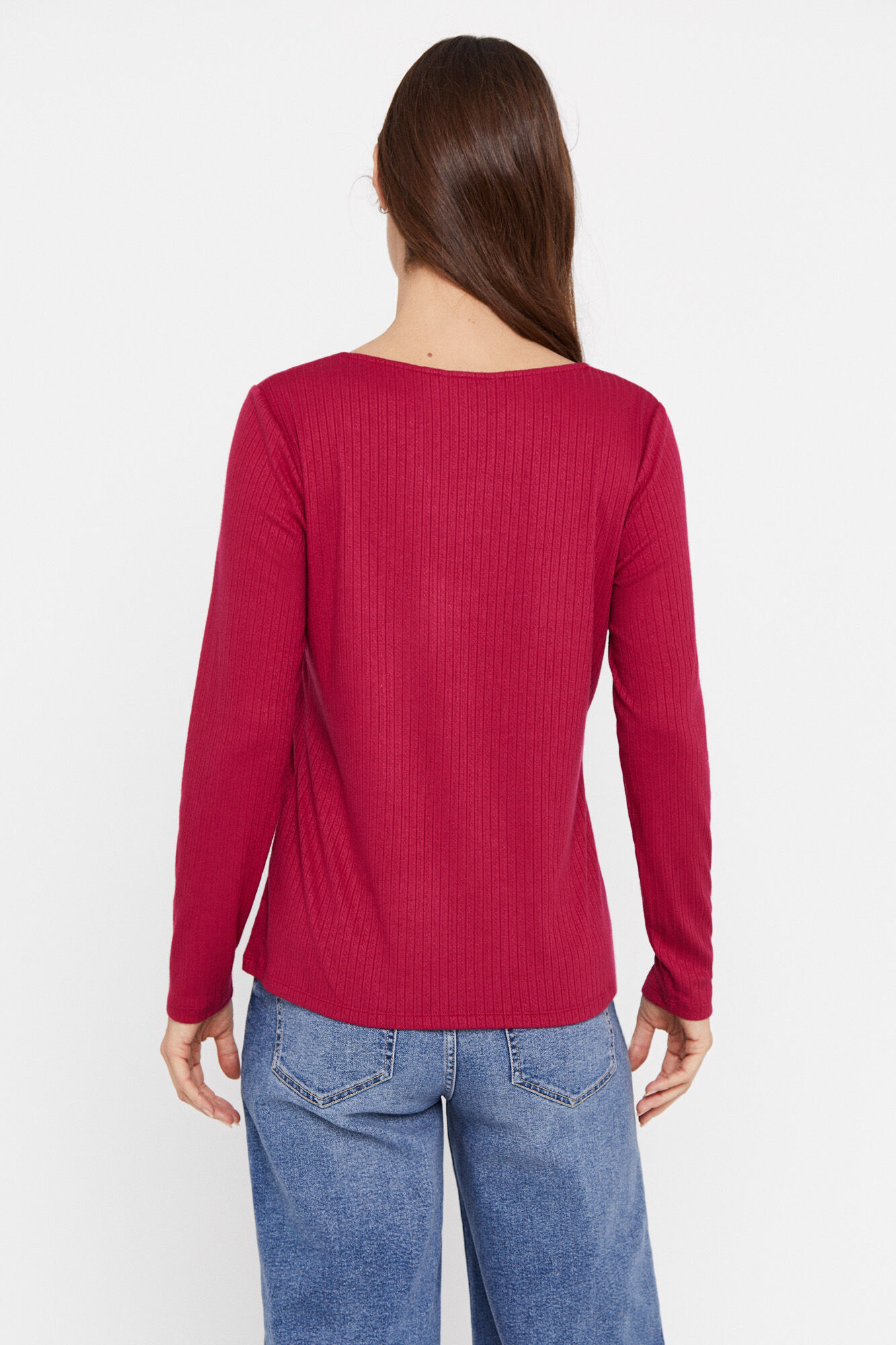 Blusa de malha com decote coração - Fúcsia
