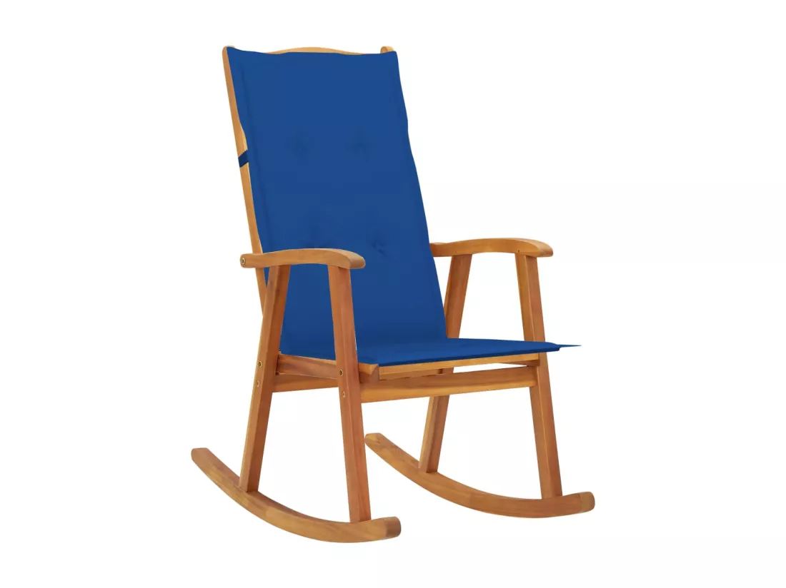 Chaise à bascule avec coussins Bois d'acacia massif 26